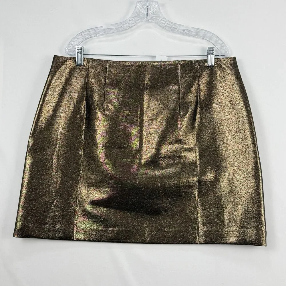 NWOT WOMENS ANN TAYLOR LOFT SIZE 16 BRONZE METALLIC SKIRT LINED